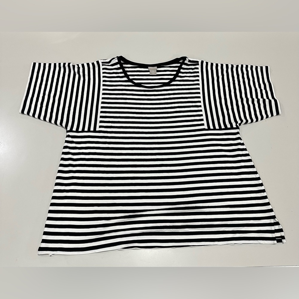 Chico's Black & White Striped Tee
